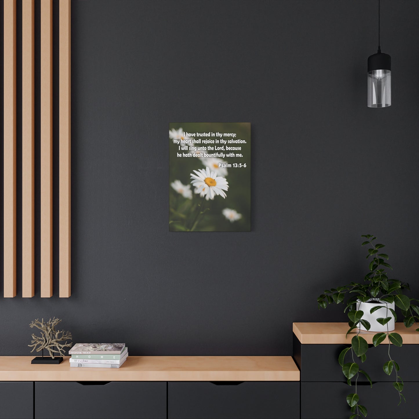 Scripture Canvas Rejoice in Thy Salvation Psalm 13:5-6 Christian Wall Art Bible Verse Print Ready to Hang