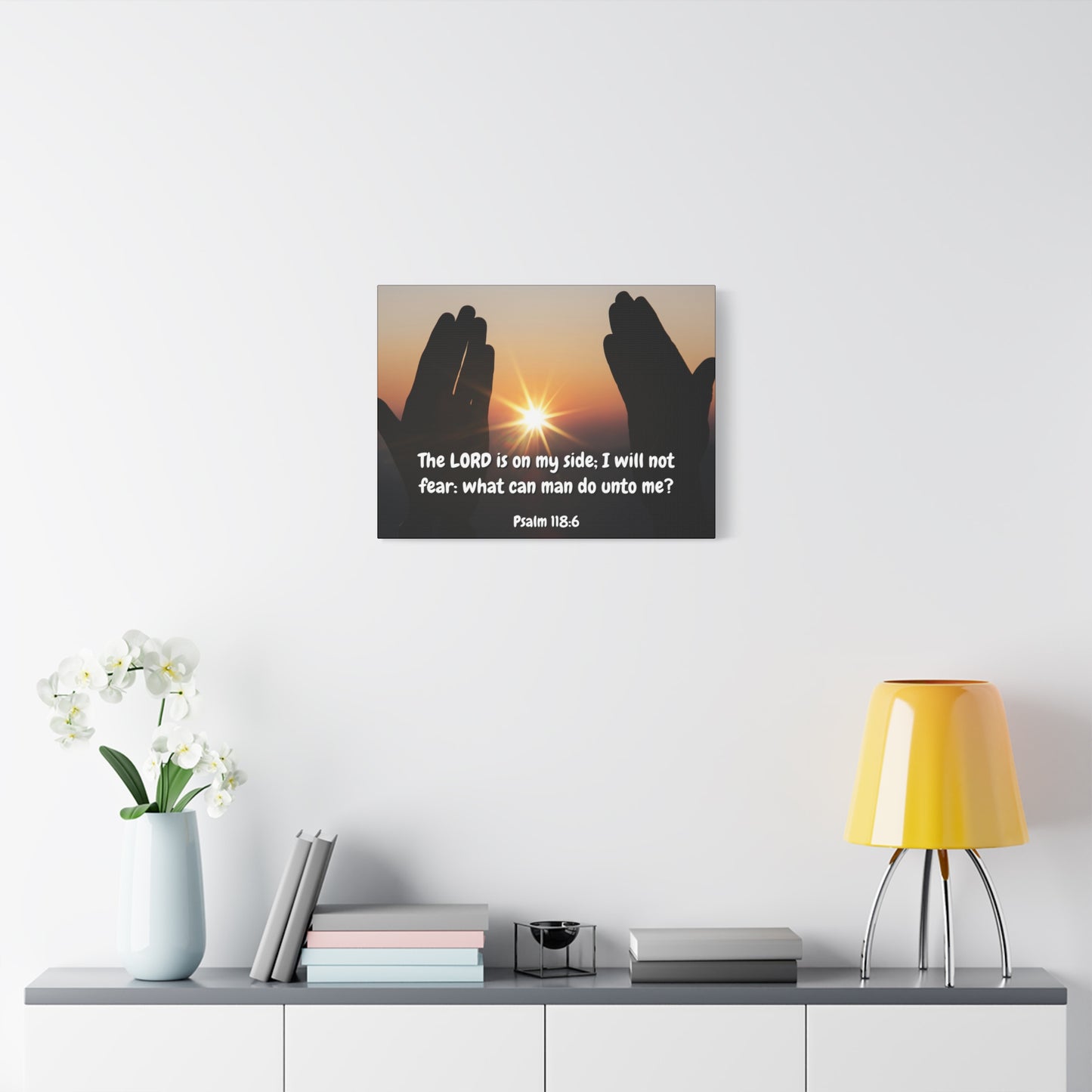 Scripture Canvas God Is On My Side Psalm 118:6 Christian Wall Art Bible Verse Print Ready to Hang