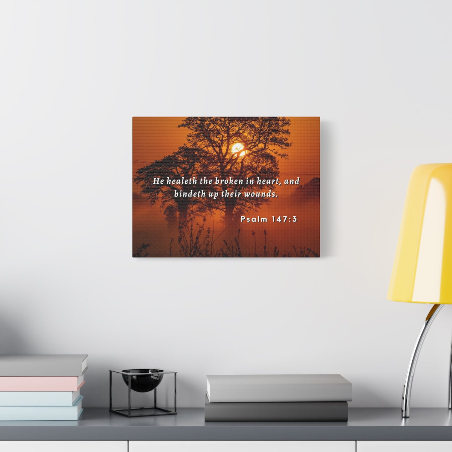 Scripture Walls He Healeth Psalm 147:3 Bible Verse Canvas Christian Wall Art Ready to Hang
