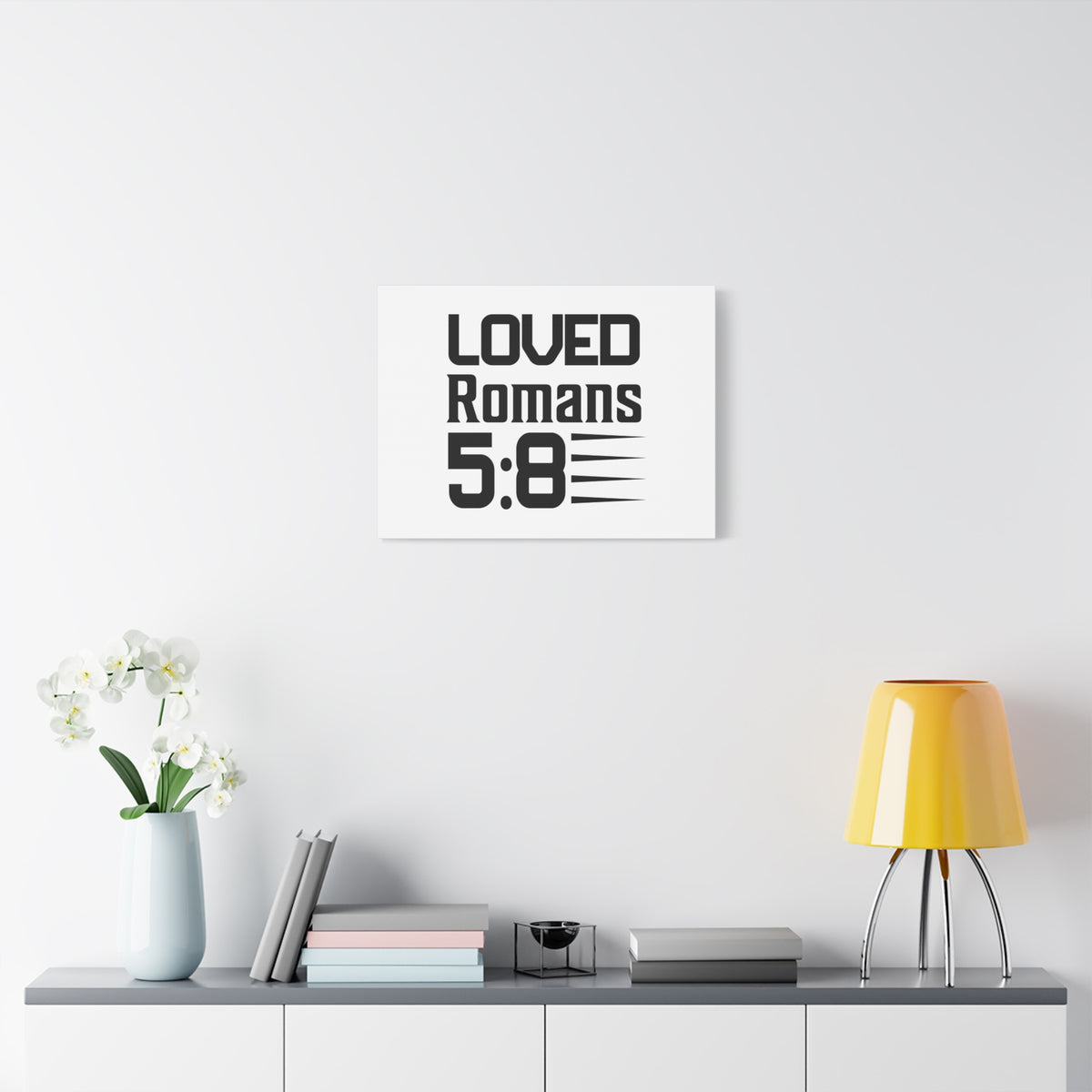 Scripture Canvas Loved Romans 5:8 Christian Wall Art Bible Verse Print Ready to Hang