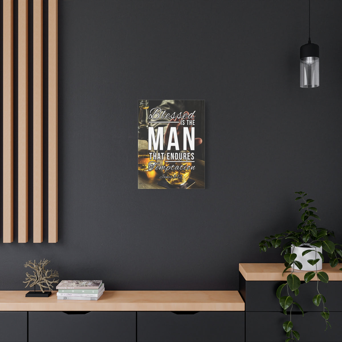 Scripture Canvas Blessed is the Man James 1:12 Christian Wall Art Bible Verse Print Ready to Hang