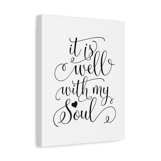 Scripture Canvas It Is Well With My Soul Psalm 42:7 Heart Christian Wall Art Bible Verse Print Ready to Hang