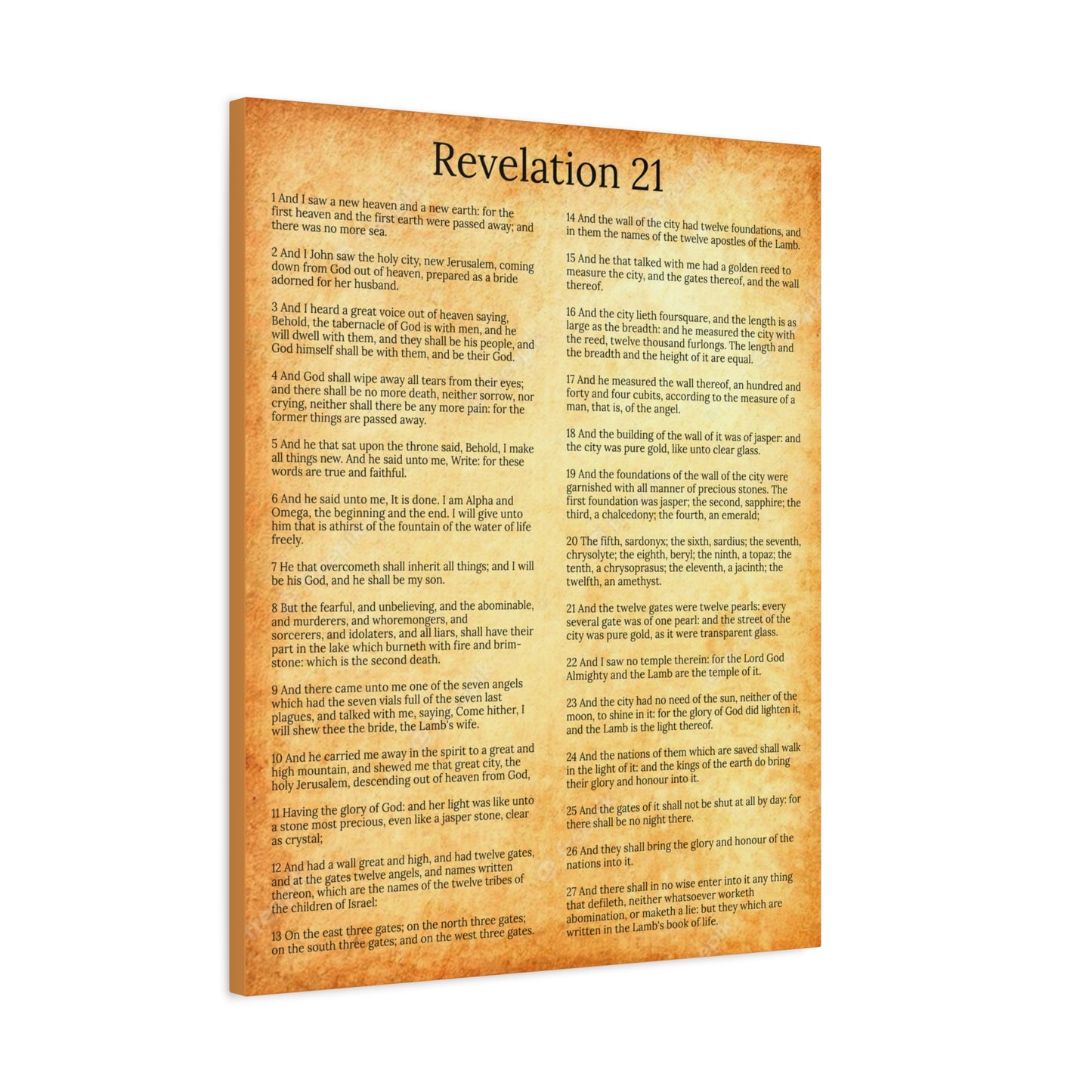 Scripture Walls New Heaven and New Earth Revelation 21 Gold Chapter Christian Wall Art Print Ready to Hang Unframed