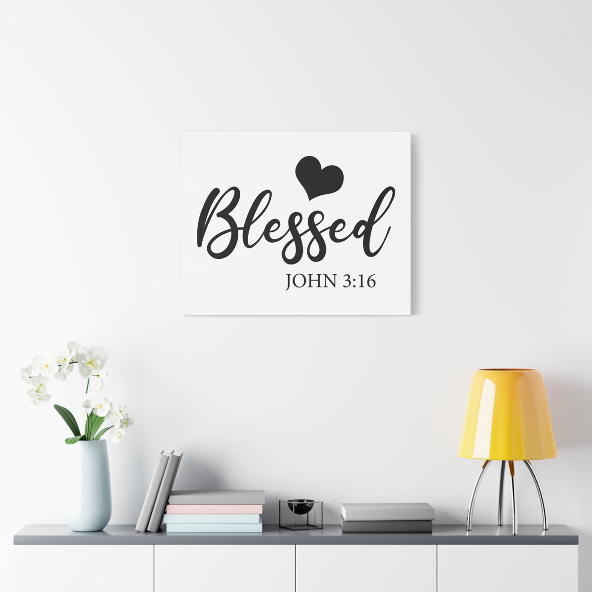 Scripture Canvas Blessed John 3:16 Christian Wall Art Bible Verse Print Ready to Hang