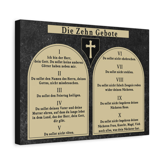 Scripture Walls Die Zehn Gebote Ten Commandments Tablets German Bible Verse Canvas Christian Wall Art Ready to Hang Unframed