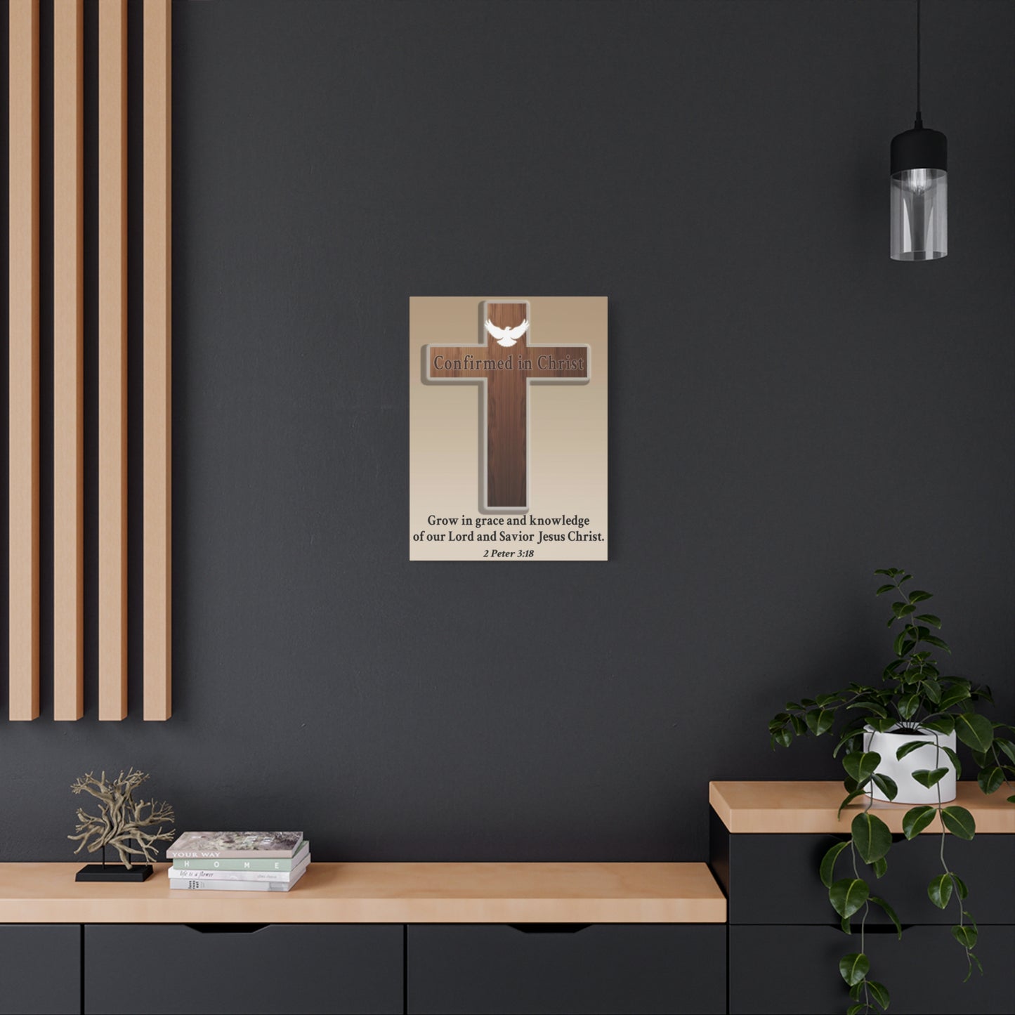 Scripture Walls 2 Peter 3:18 Confirmed in Christ Cross Bible Canvas Christian Wall Art Ready to Hang Unframed