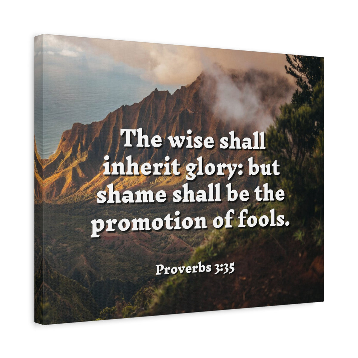 Scripture Canvas Inherit Glory Proverbs 3:35 Christian Wall Art Bible Verse Print Ready to Hang