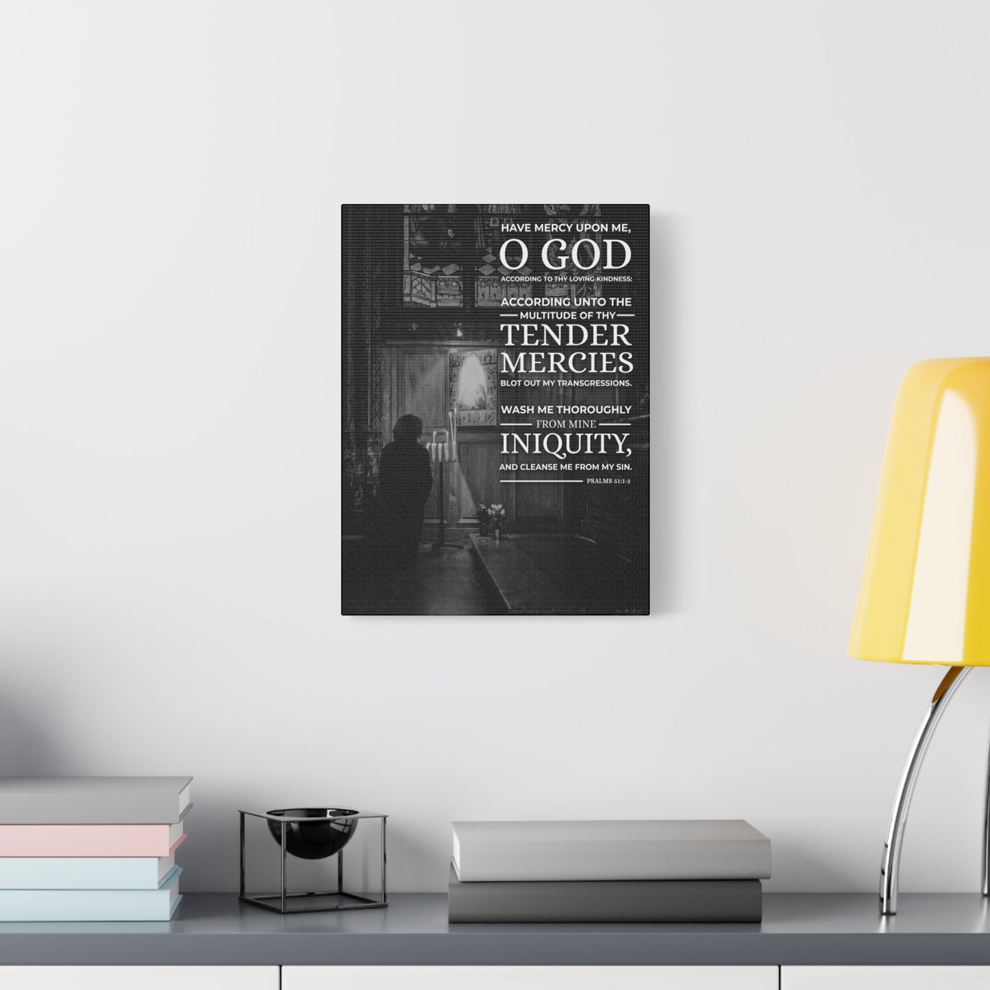 Scripture Canvas Have Mercy Psalms 51:1-2 Christian Wall Art Bible Verse Print Ready to Hang