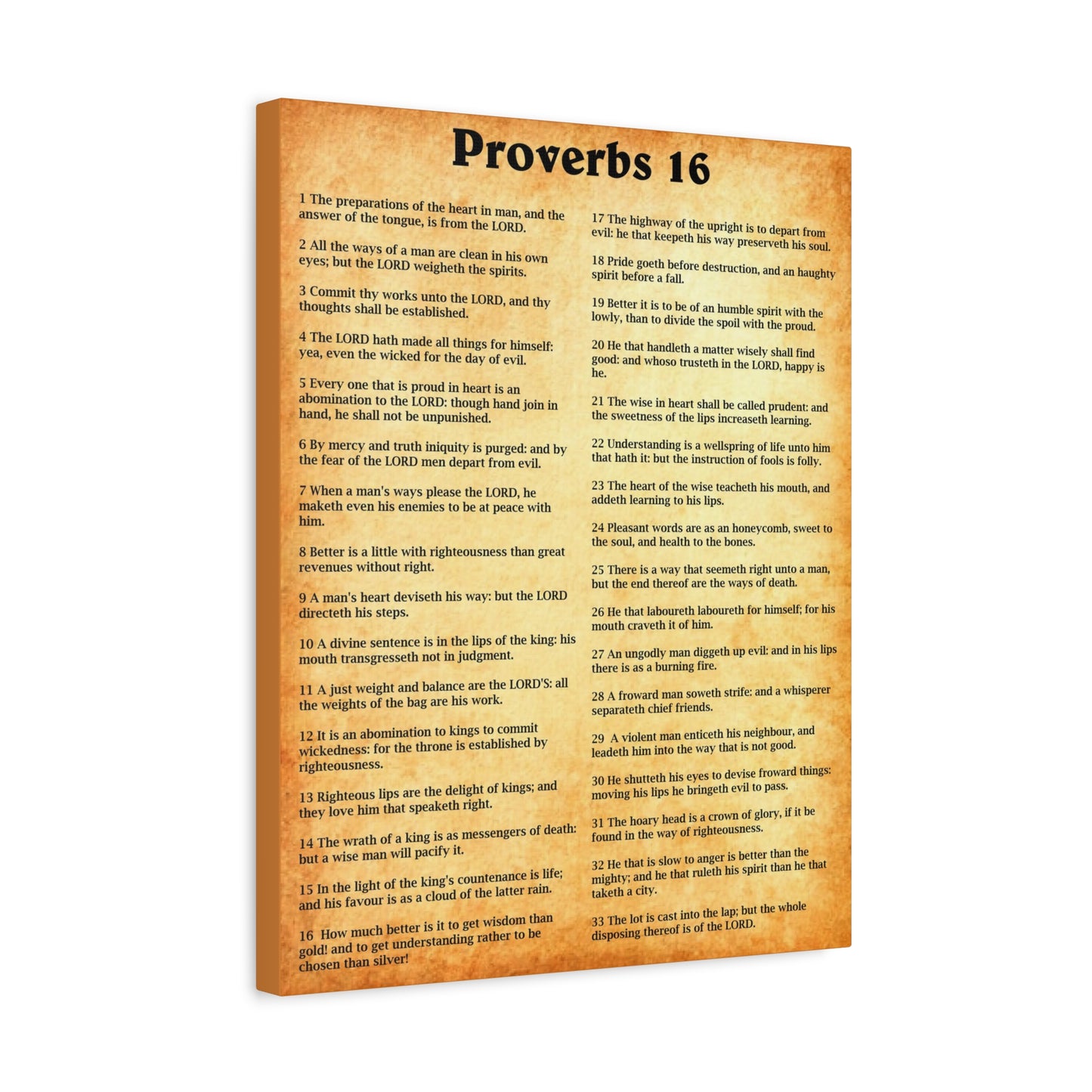 Scripture Walls Proverbs Chapter 16 Gold Bible Canvas Christian Wall Art Ready to Hang Unframed