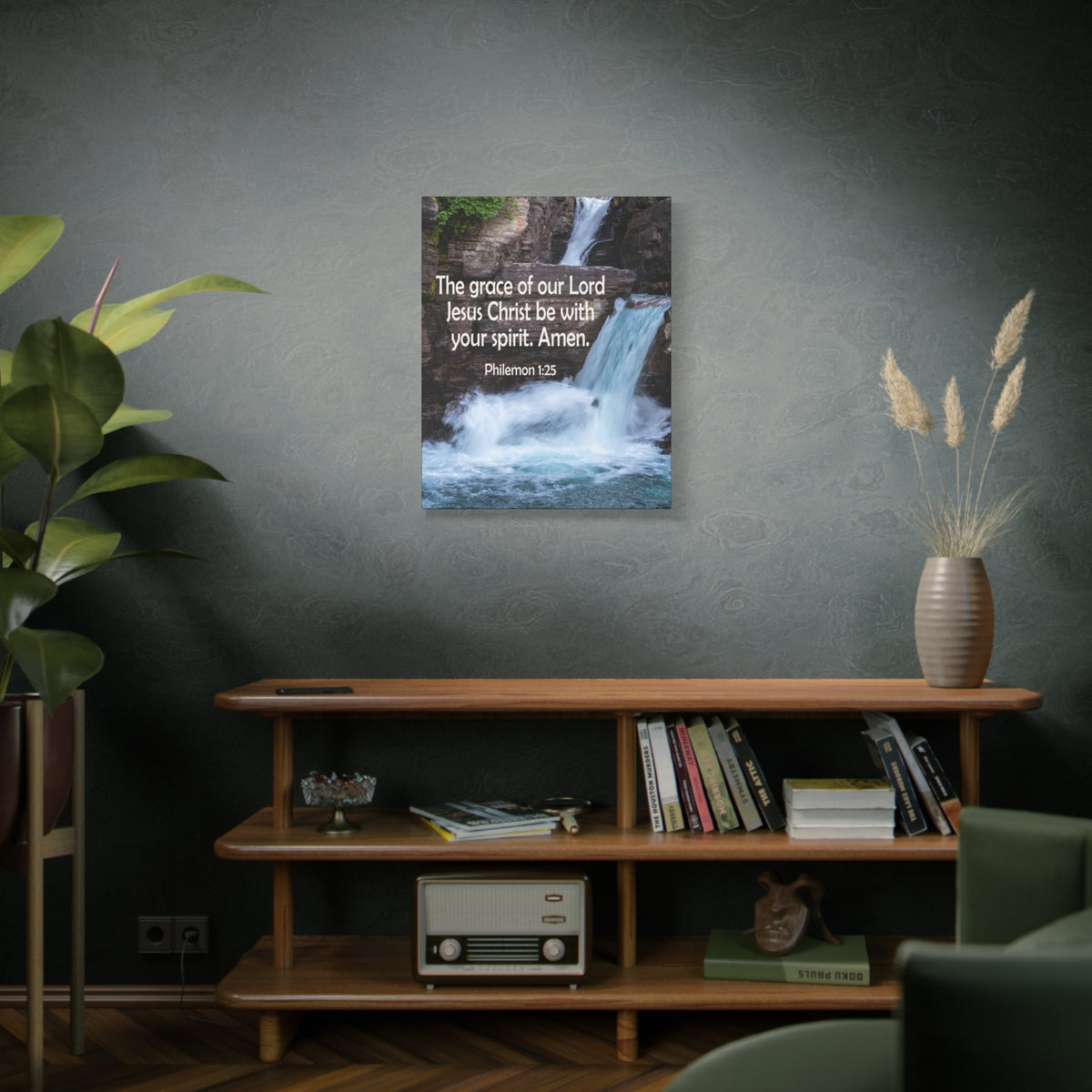 Scripture Canvas The Grace of Lord Philemon 1:25 Christian Wall Art Bible Verse Print Ready to Hang