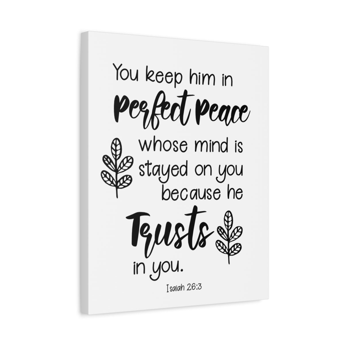 Scripture Canvas Perfect Peace Isaiah 26:3 Christian Wall Art Bible Verse Print Ready to Hang