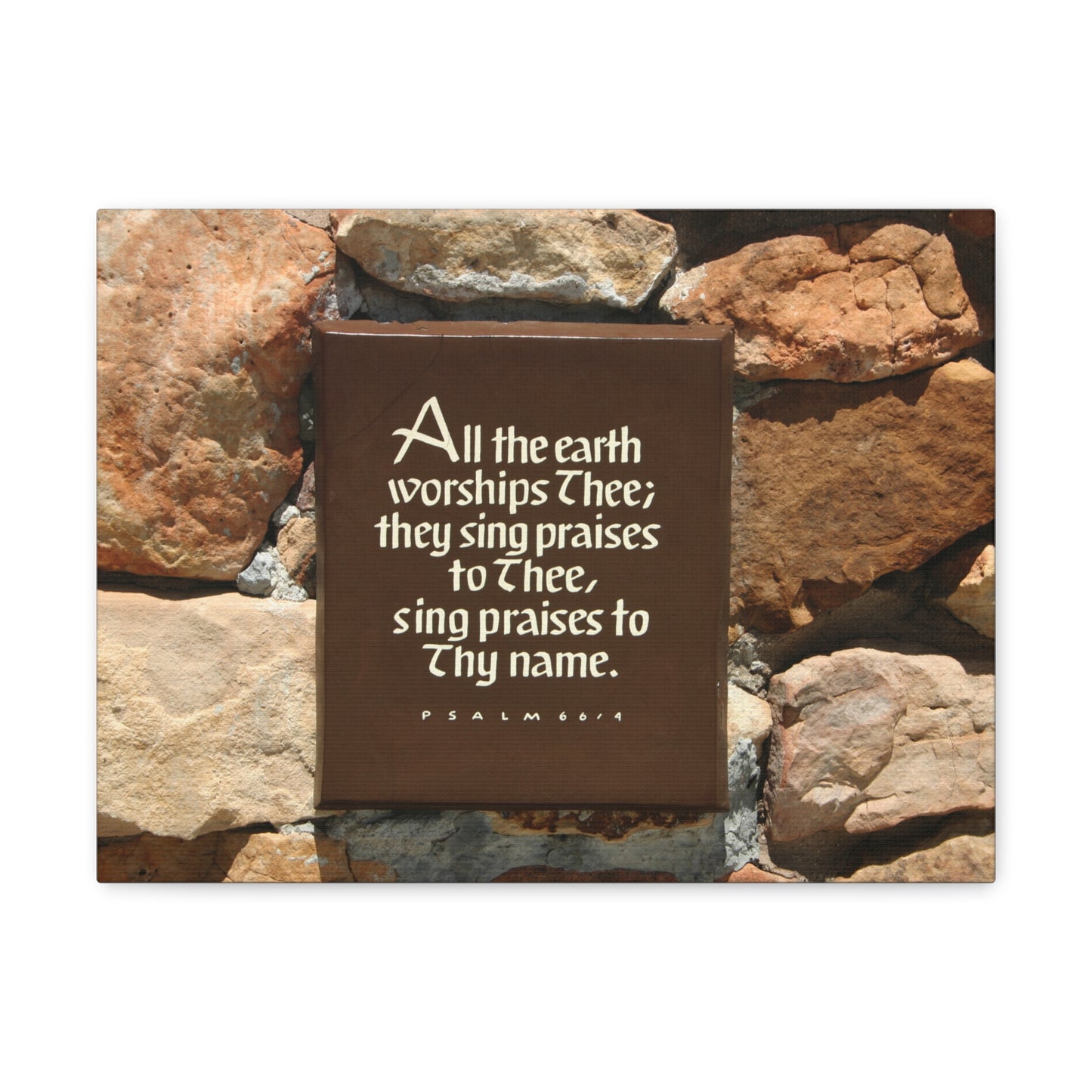Worships Thee Psalm 66:4 Bible Verse Canvas Christian Wall Art Ready to Hang