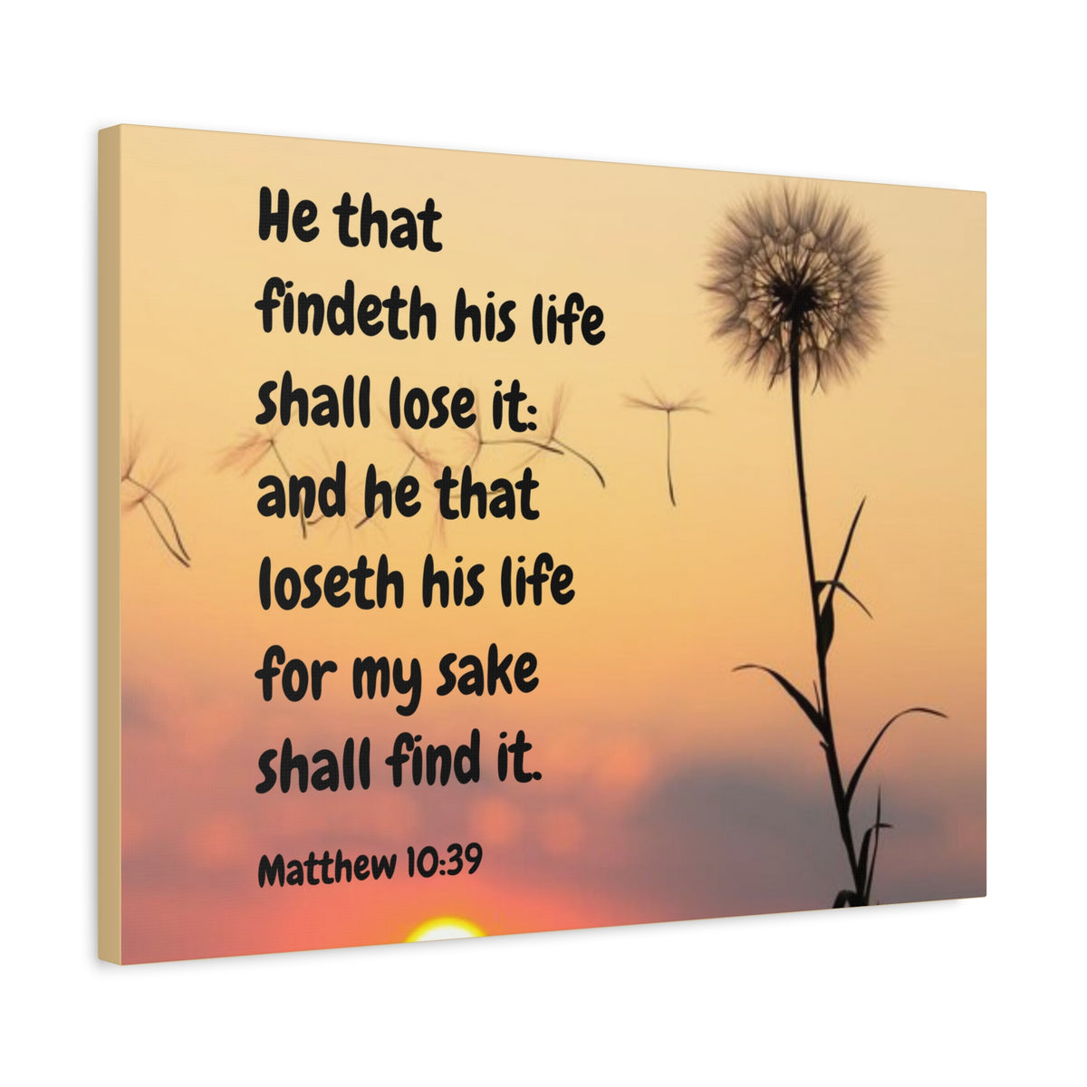 Scripture Canvas Life Matthew 10:39 Christian Wall Art Bible Verse Print Ready to Hang