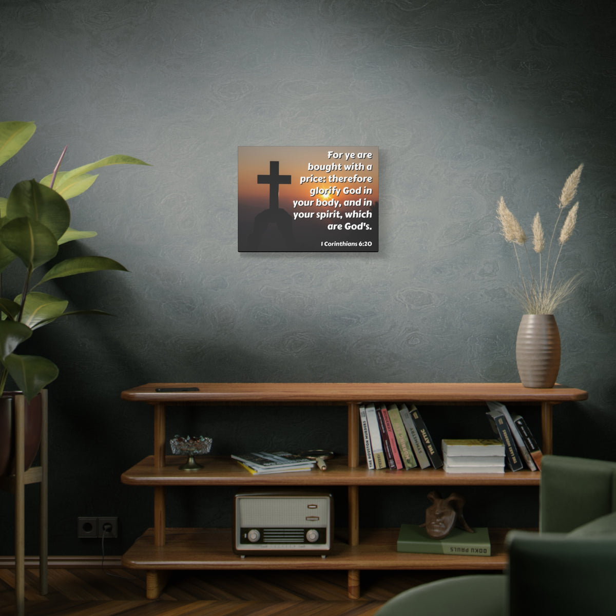 Scripture Canvas Glorify God 1 Corinthians 6:20 Christian Wall Art Bible Verse Print Ready to Hang