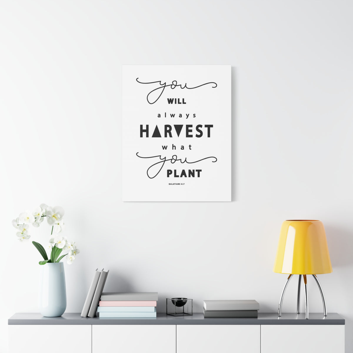 Scripture Canvas Always Harvest What You Plant Galatians 6:7 Christian Wall Art Bible Verse Print Ready to Hang