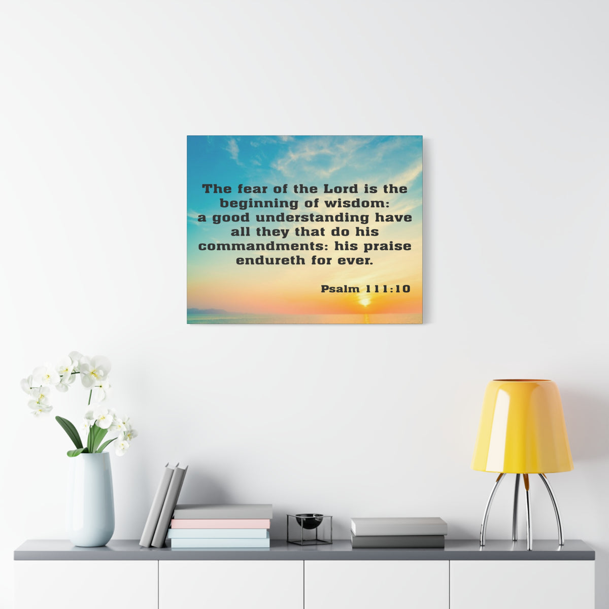 Bible Verse Canvas The Fear of The Lord is The Beginning of Wisdom Psalm 111:10 Christian Home Décor Wall Art Scripture Ready to Hang Faith Print