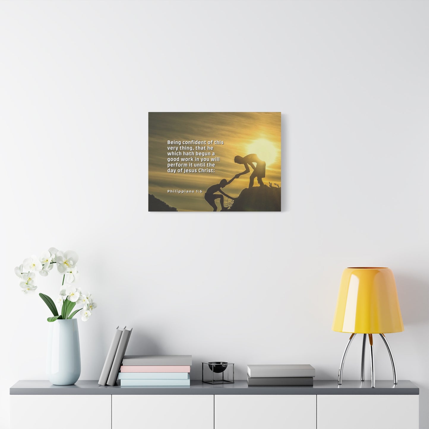 Scripture Canvas Being Confident Philippians 1:6 Christian Wall Art Bible Verse Print Ready to Hang