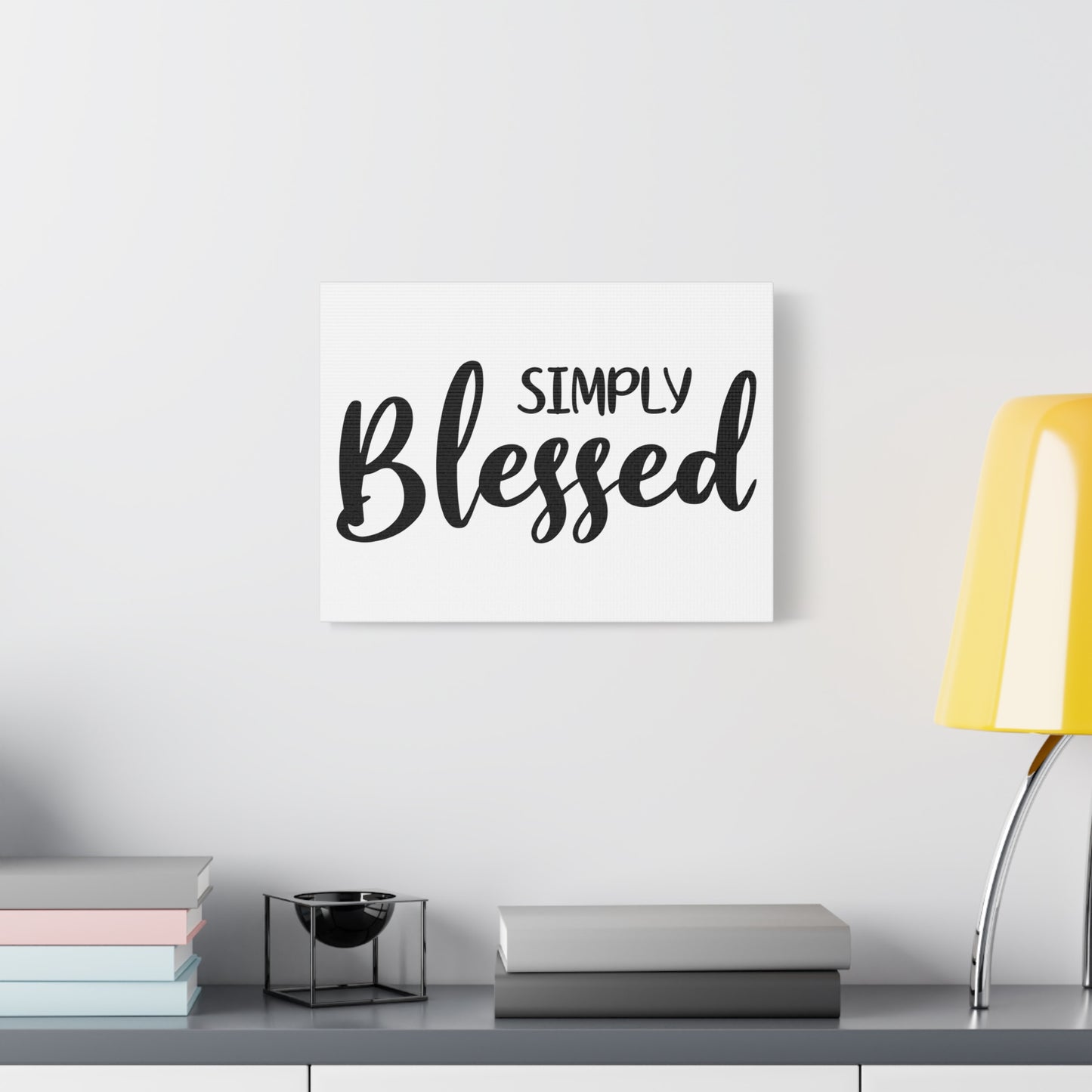 Scripture Canvas Simply Blessed Psalm 33:12 Cursive Christian Wall Art Bible Verse Print Ready to Hang