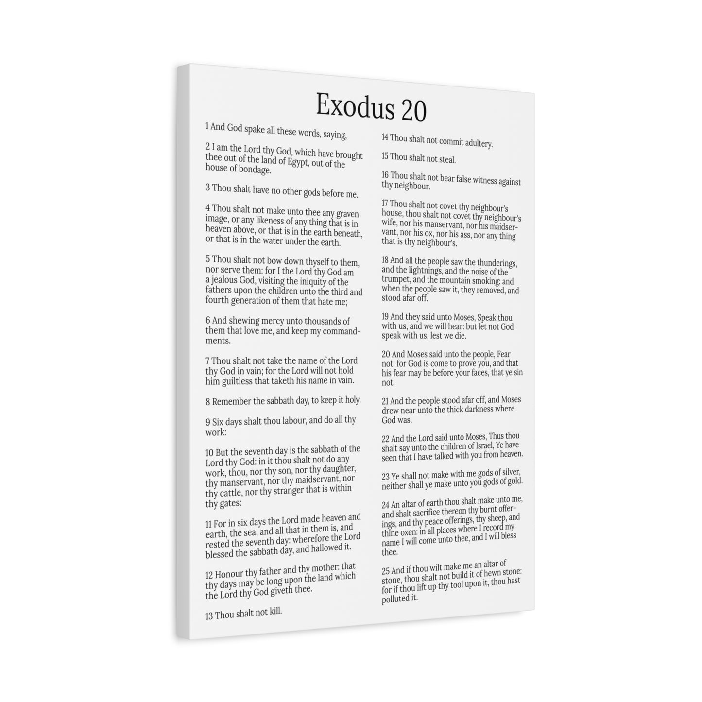 Scripture Walls Giving of the Law Exodus 20 Chapter WhiteChristian Wall Art Print Ready to Hang Unframed
