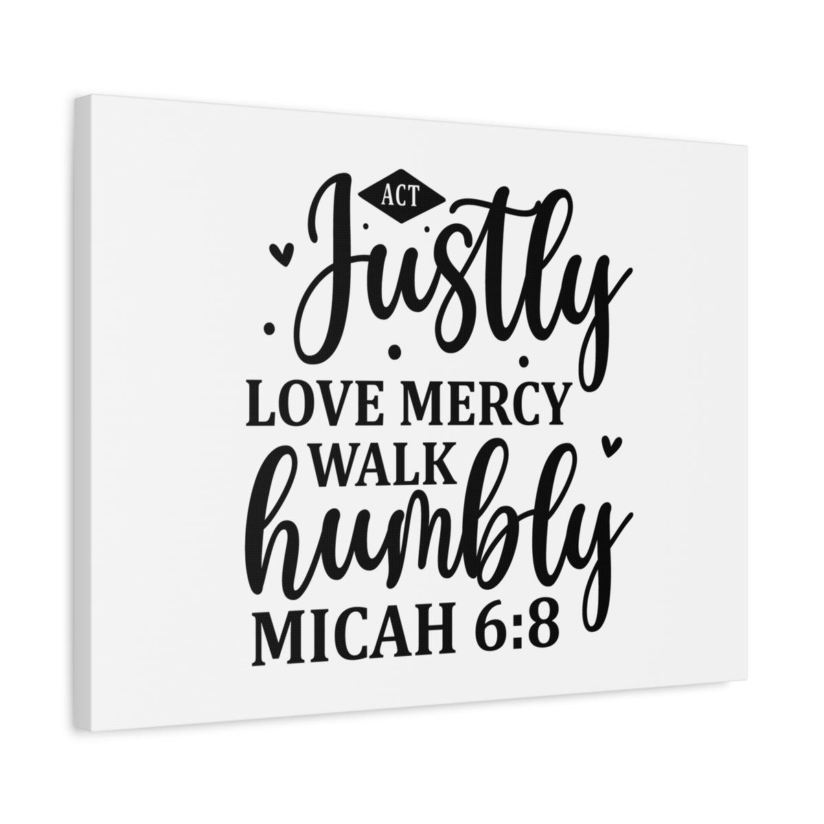 Scripture Canvas Love Mercy Micah 6:8 Christian Wall Art Bible Verse Print Ready to Hang