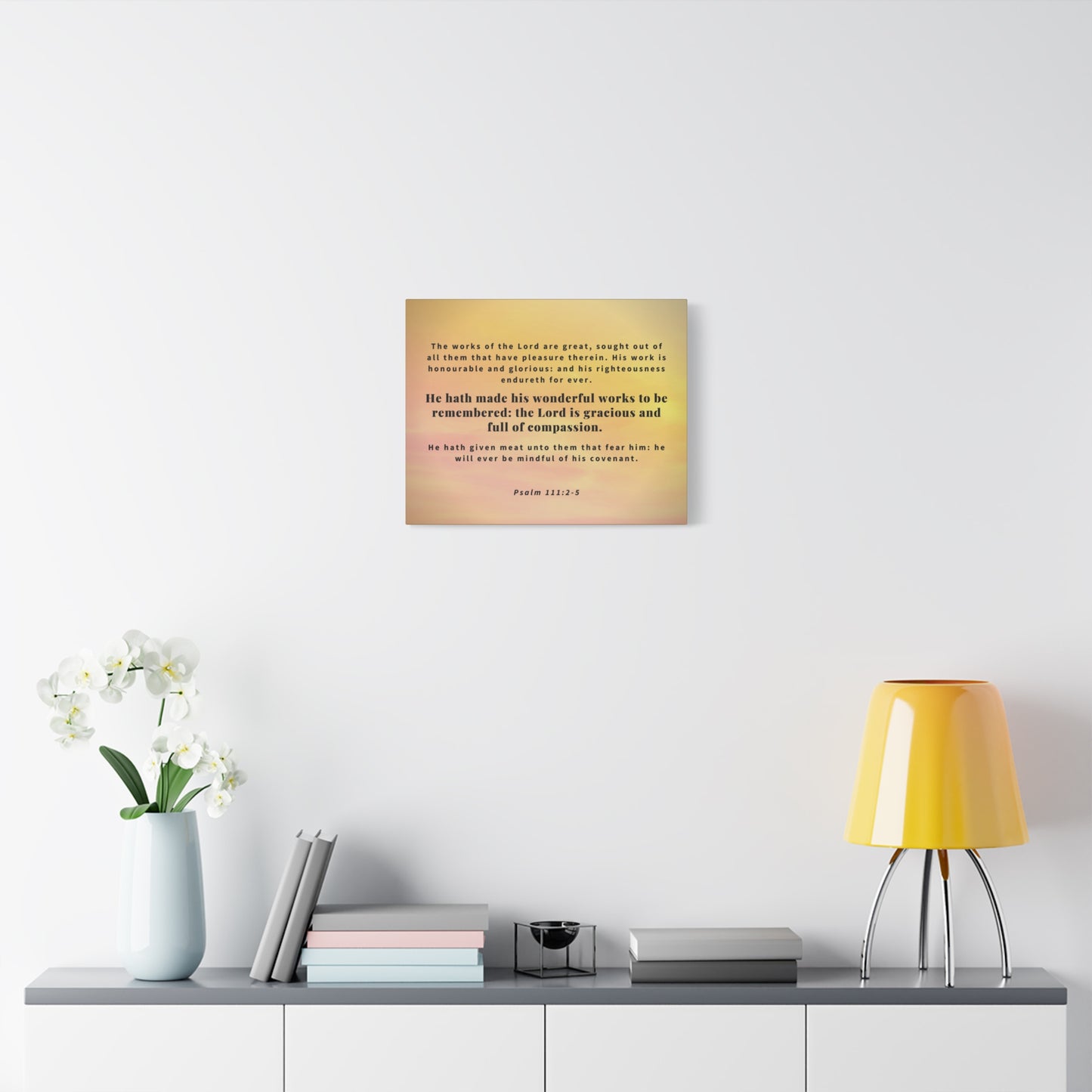 Scripture Canvas Wonderful Works Psalm 111:2-5 Christian Wall Art Bible Verse Print Ready to Hang