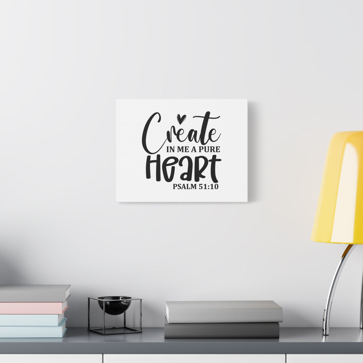 Scripture Canvas Pure Heart Psalm 51:10 Christian Wall Art Bible Verse Print Ready to Hang