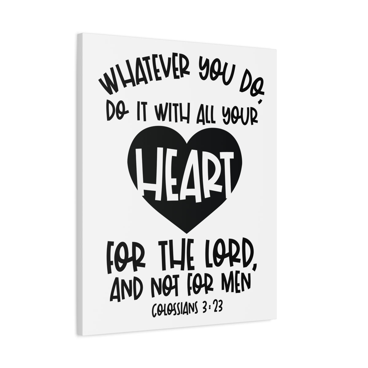 Scripture Canvas With All Your Heart Colossians 3:23 Christian Wall Art Bible Verse Print Ready to Hang