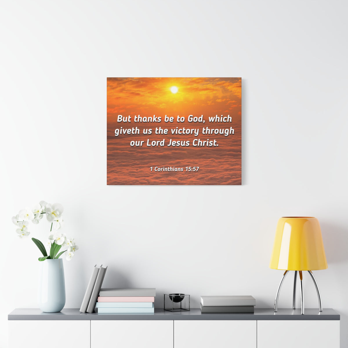 Scripture Canvas The Victory 1 Corinthians 15:57 Christian Wall Art Bible Verse Print Ready to Hang