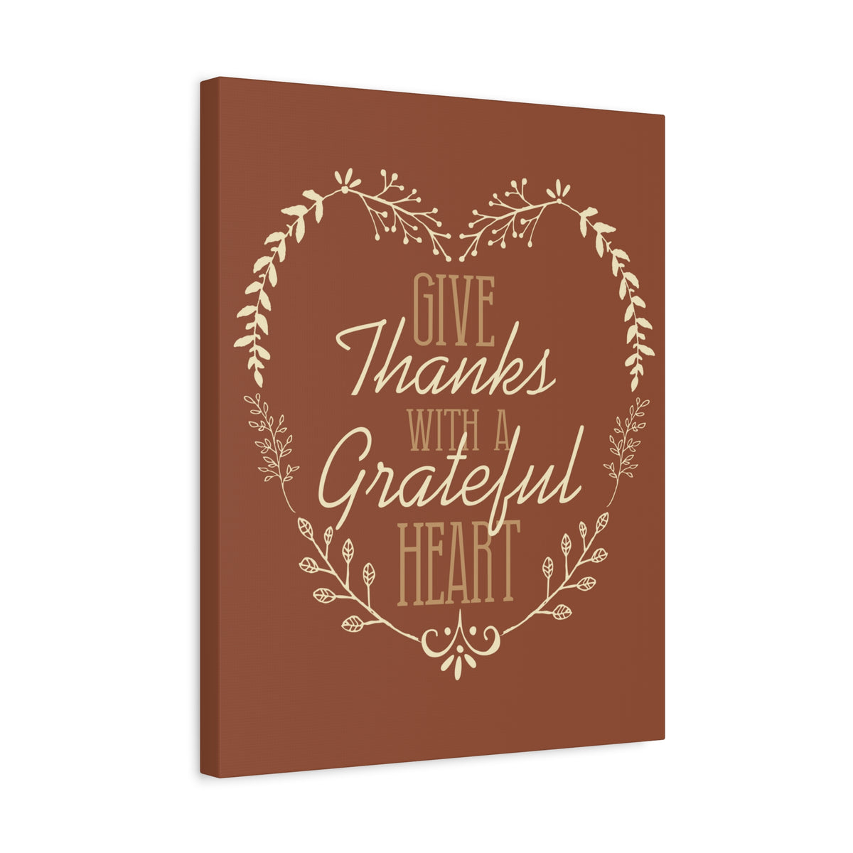 Scripture Canvas Grateful Heart 1 Thessalonians 5:18 Red Brown Christian Wall Art Bible Verse Print Ready to Hang