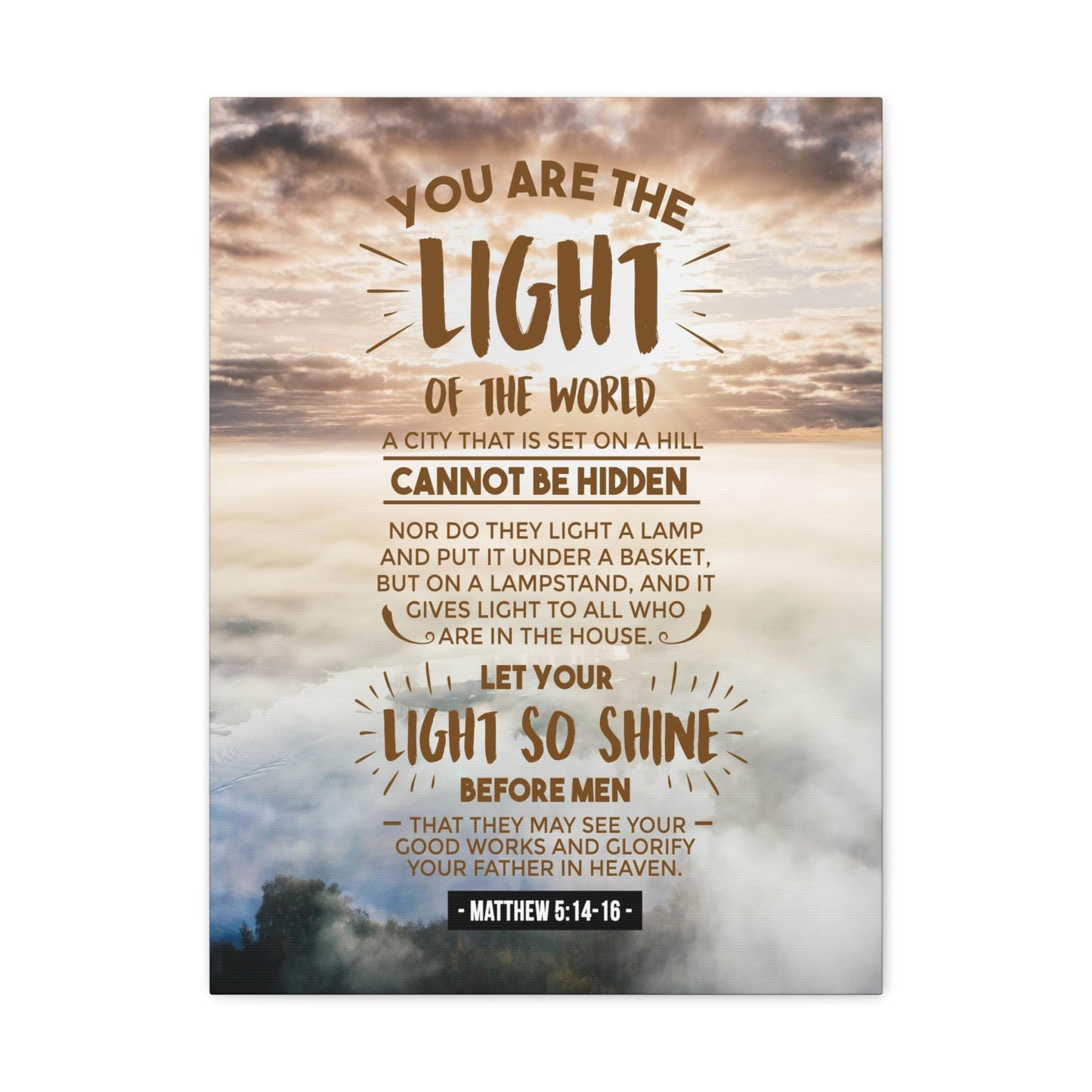 You Are The Light Matthew 5:14-16 Christian Wall Art Bible Verse Print Ready to Hang