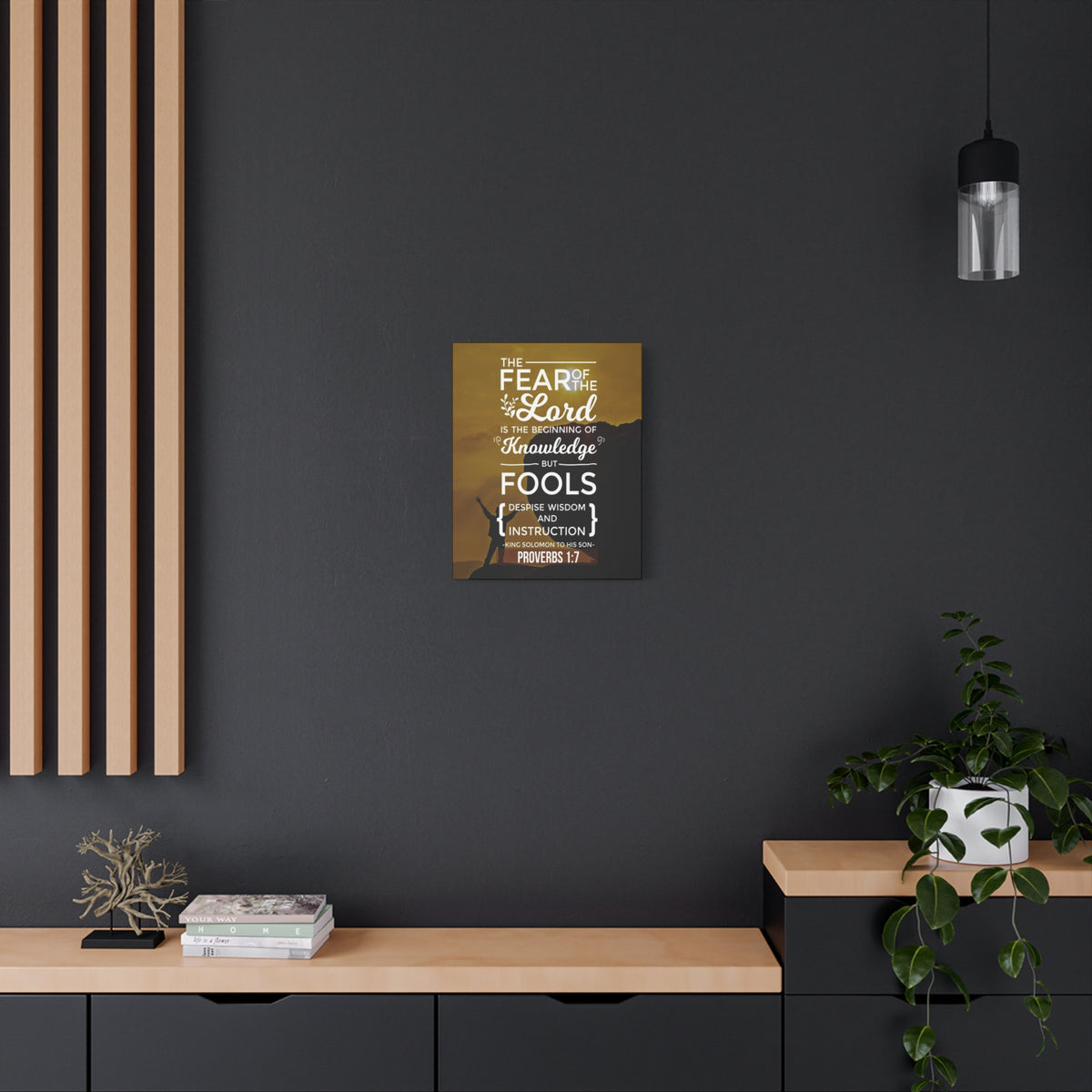 Scripture Canvas Beginning of Knowledge Proverbs 1:7 Christian Wall Art Bible Verse Print Ready to Hang