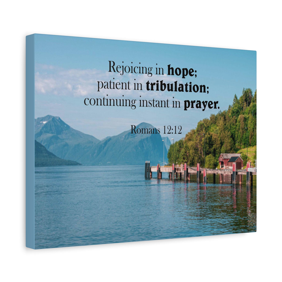 Scripture Canvas Rejoicing in Hope Romans 12:12 Christian Wall Art Bible Verse Print Ready to Hang