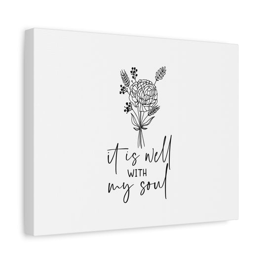 Scripture Canvas It Is Well With My Soul Psalm 42:7 Flower Christian Wall Art Bible Verse Print Ready to Hang
