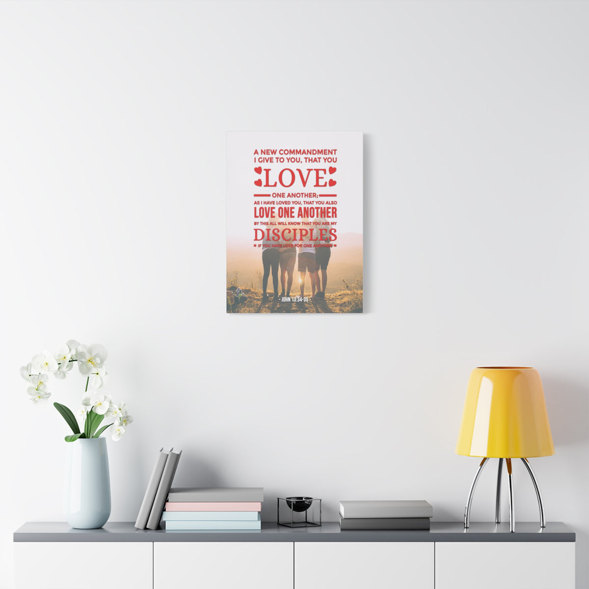 Scripture Canvas Love One Another John 13:34-35  Christian Wall Art Bible Verse Print Ready to Hang