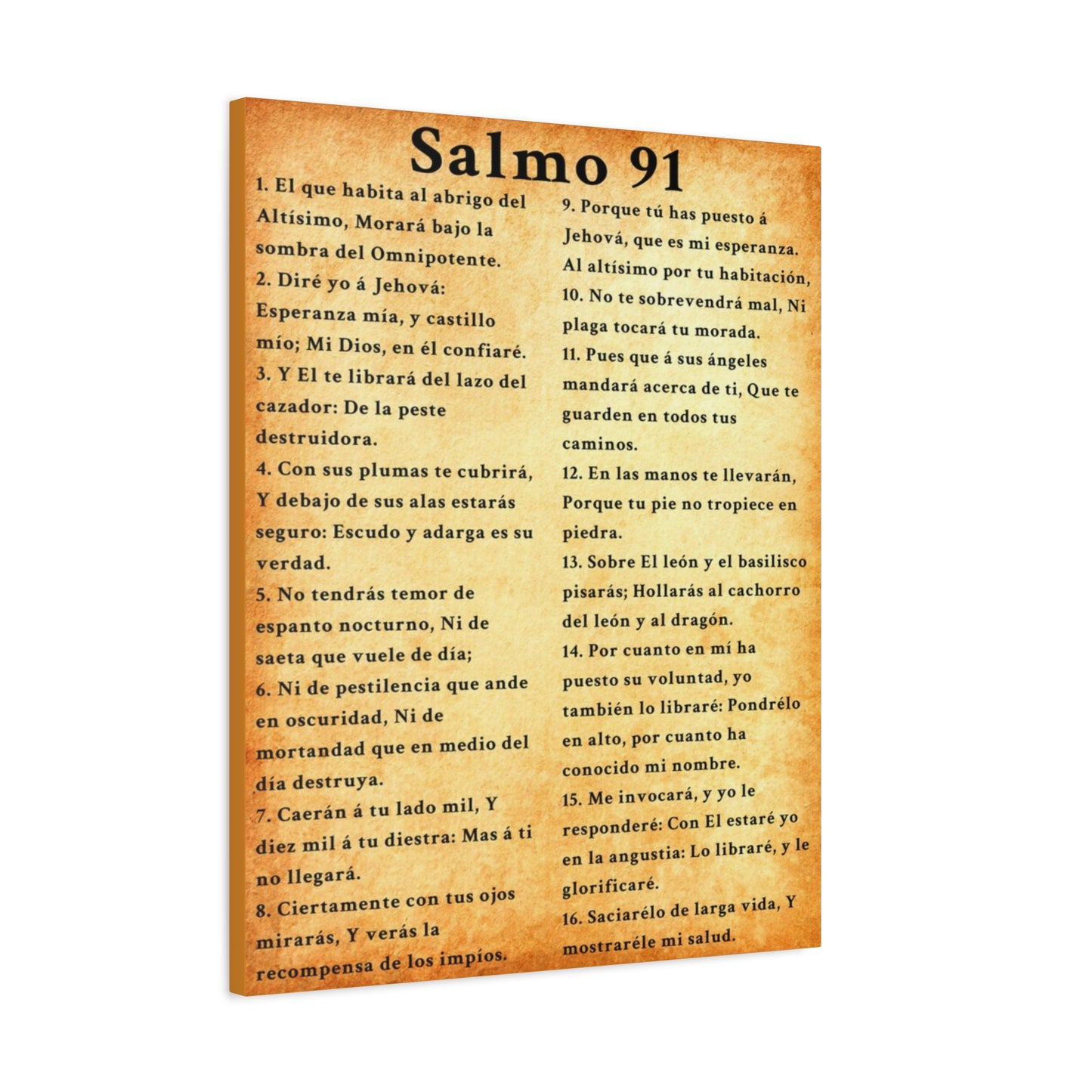 Scripture Walls Salmo 91 Psalm 91 Spanish Gold Bible Verse Canvas Christian Wall Art Ready to Hang Unframed
