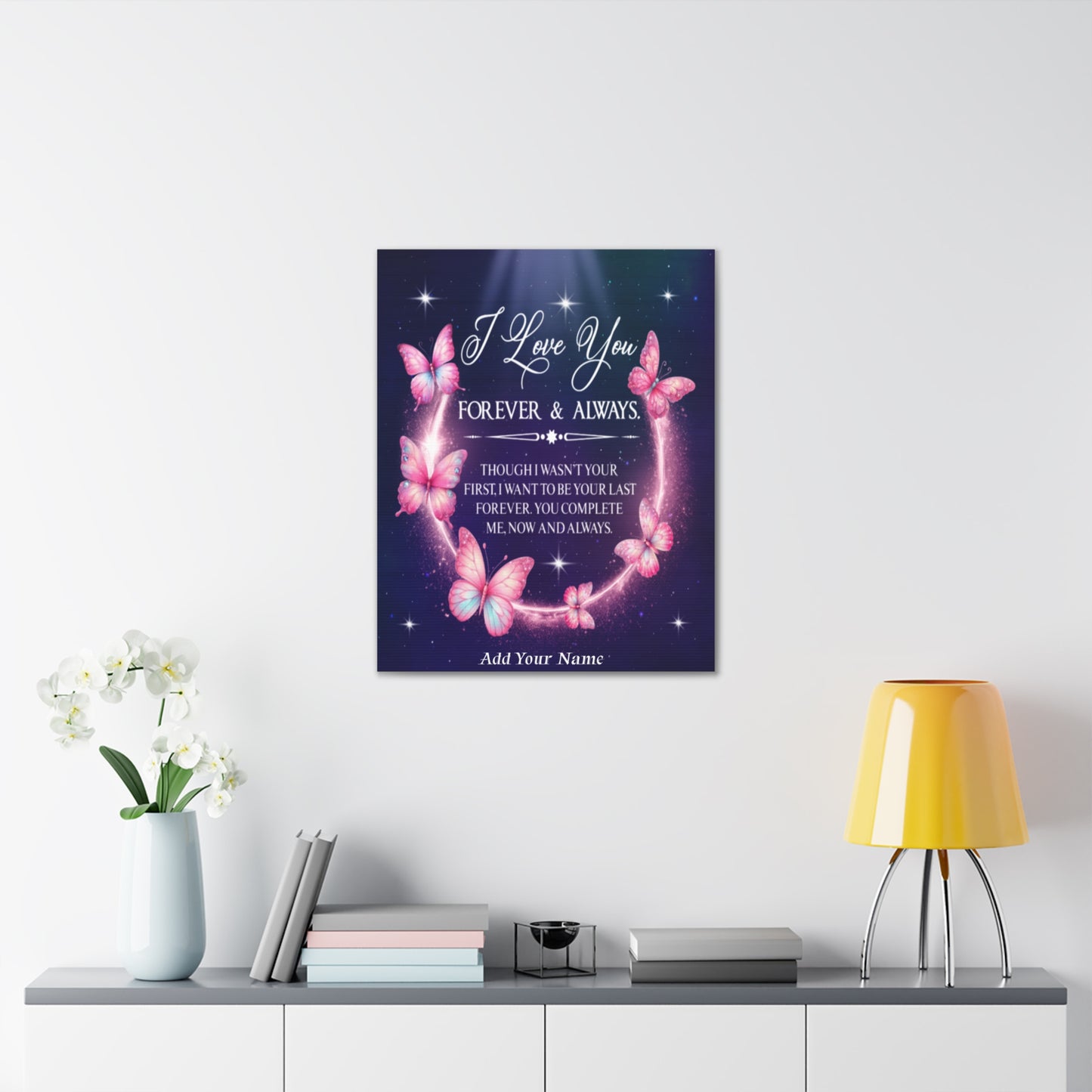 Personalized  To My Wife Forever & Always Butterfly Canvas Wall Art – Romantic Gift for Eternal Love