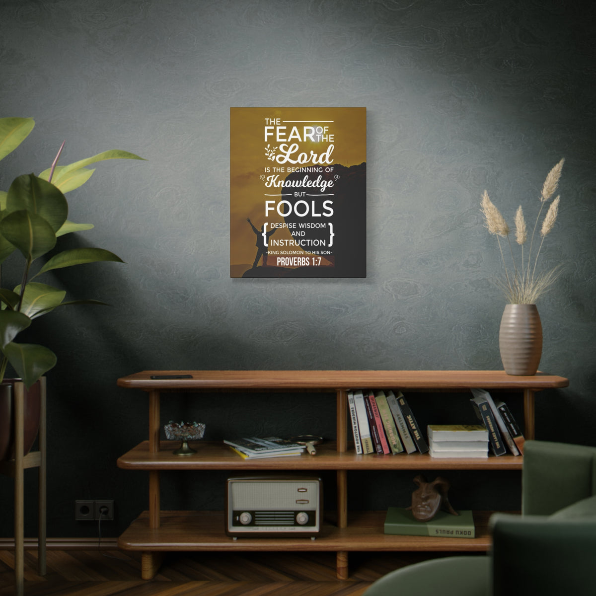 Scripture Canvas Beginning of Knowledge Proverbs 1:7 Christian Wall Art Bible Verse Print Ready to Hang