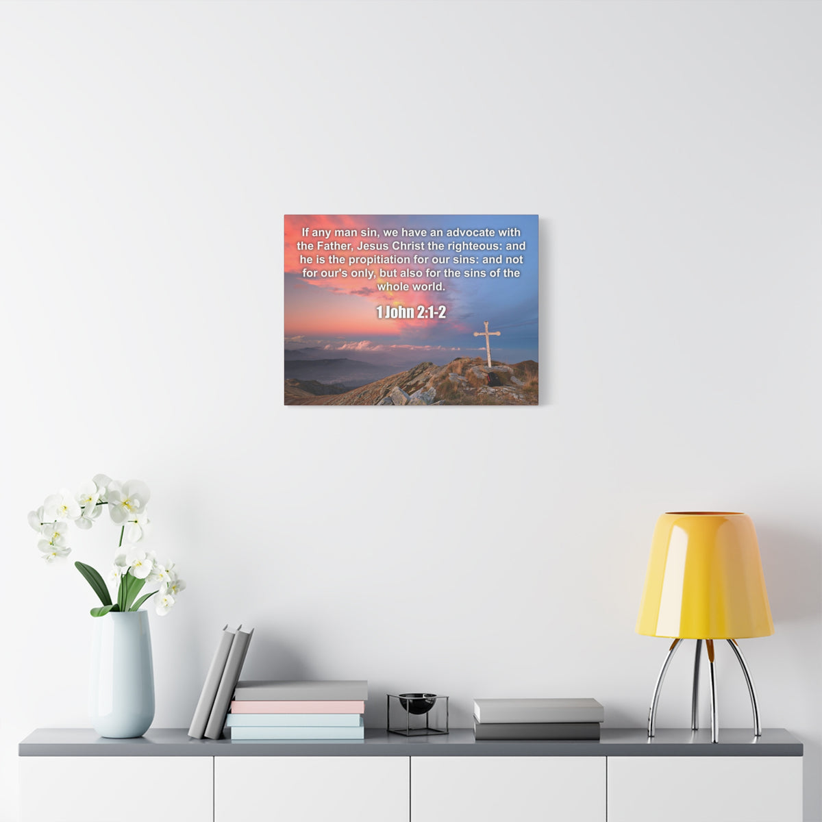 Scripture Canvas Jesus Christ The Righteous 1 John 2:1-2 Christian Wall Art Bible Verse Print Ready to Hang