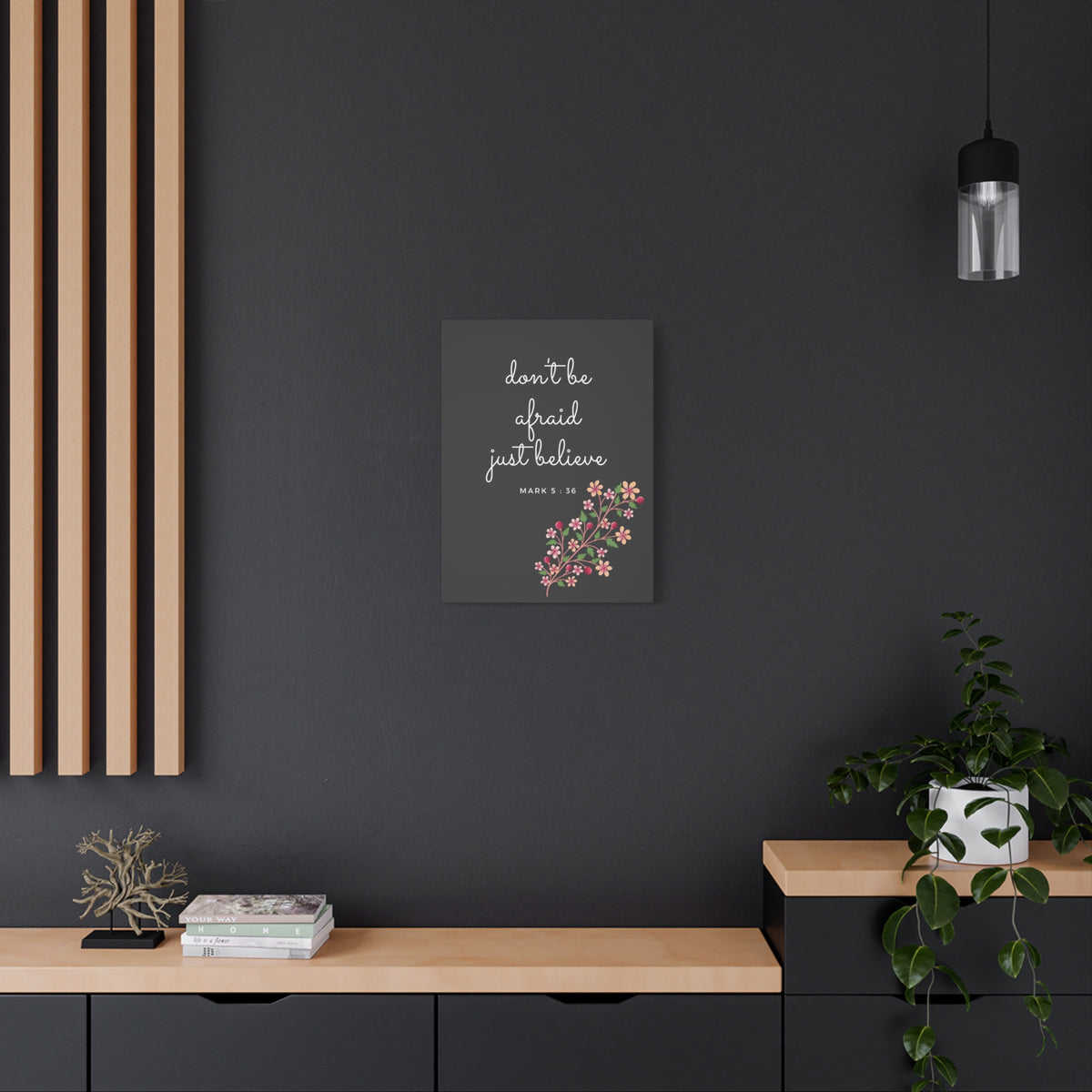 Scripture Canvas Just Believe Mark 5:36 Christian Wall Art Bible Verse Print Ready to Hang
