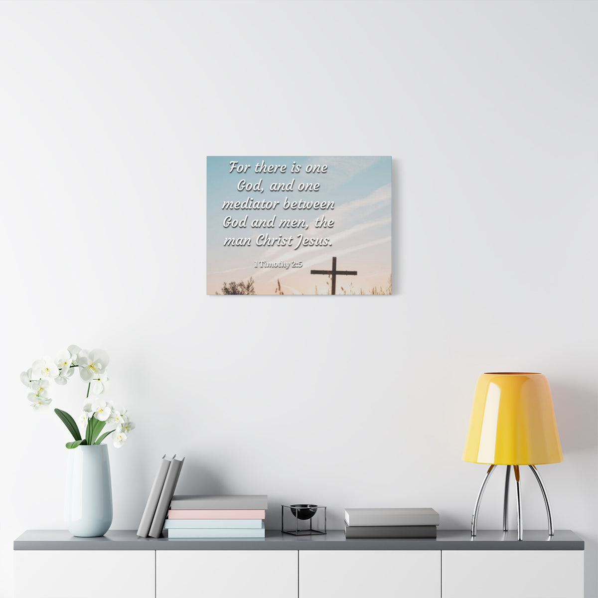Scripture Canvas God And Men 1 Timothy 2:5 Christian Wall Art Bible Verse Print Ready to Hang