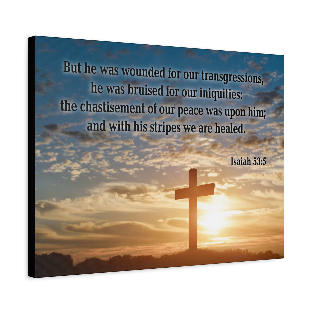 Scripture Canvas Wounded For Our Transgressions Isaiah 53:5 Christian Wall Art Bible Verse Print Ready to Hang