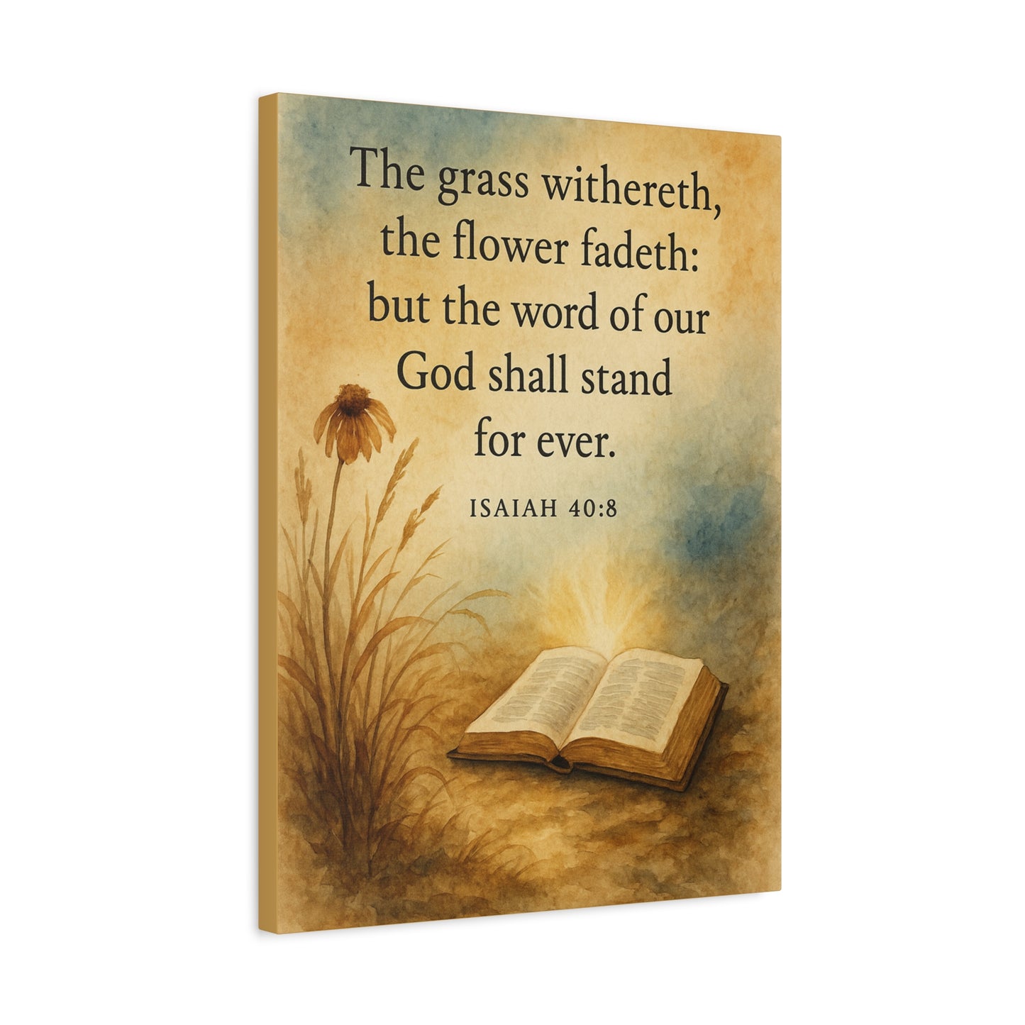 Bible Verse Canvas Isaiah 40:8 Christian Home Décor Wall Art Scripture Ready to Hang Faith Print