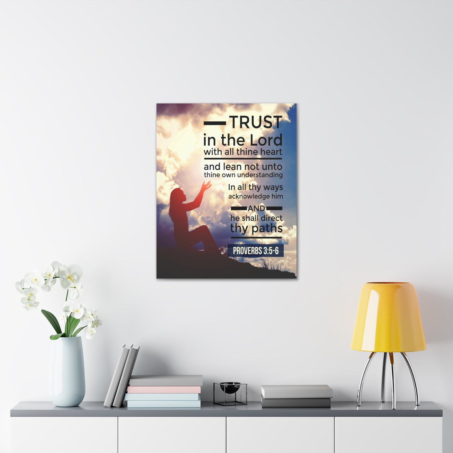 Trust in the Lord Proverbs 3:5-6 Christian Wall Art Bible Verse Print Ready to Hang
