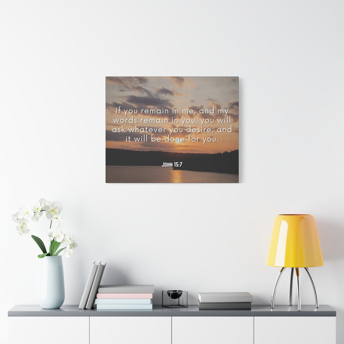 Scripture Canvas Remain In Me John 15:7 Christian Wall Art Bible Verse Print Ready to Hang