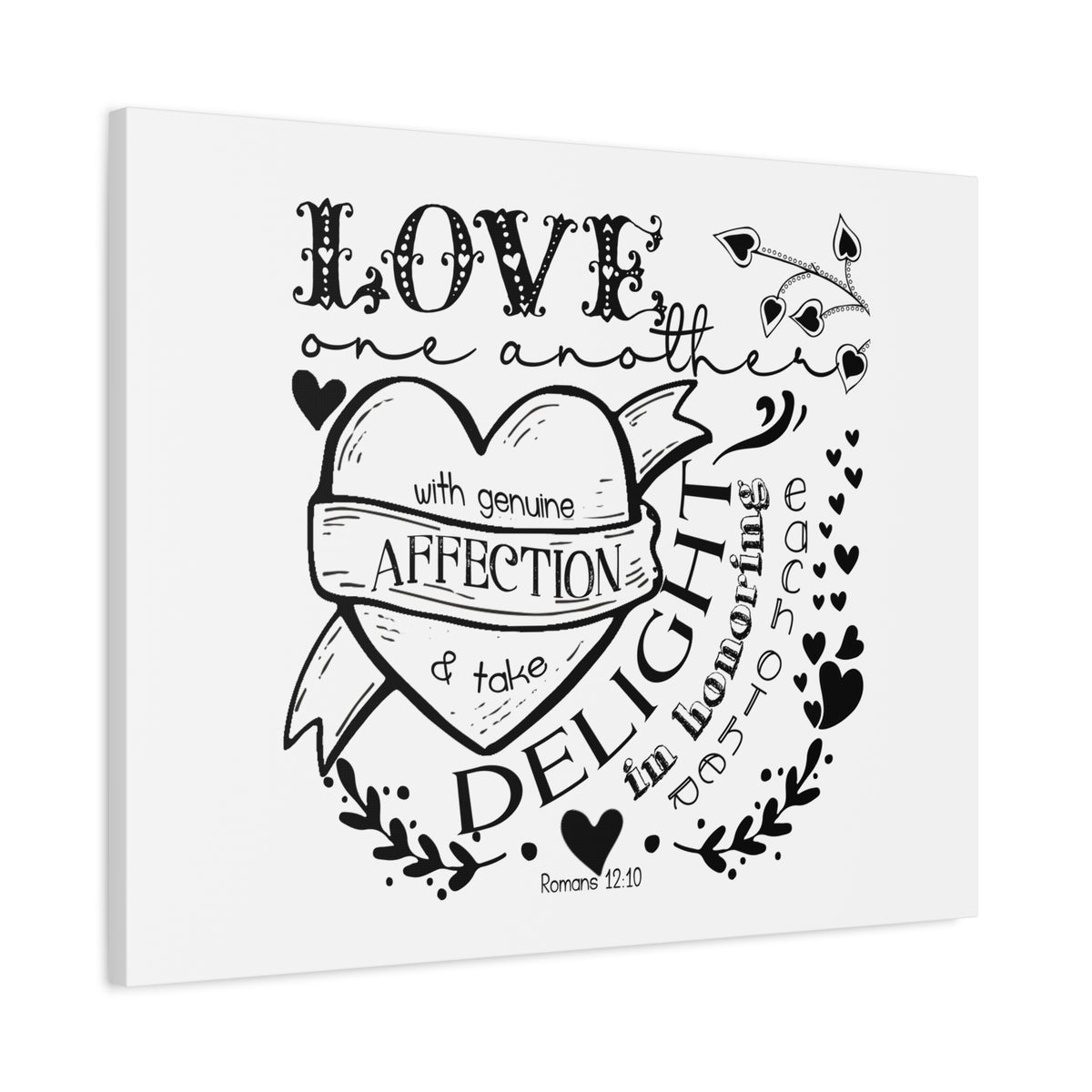 Scripture Canvas Love One Another Romans 12:10 Christian Wall Art Bible Verse Print Ready to Hang