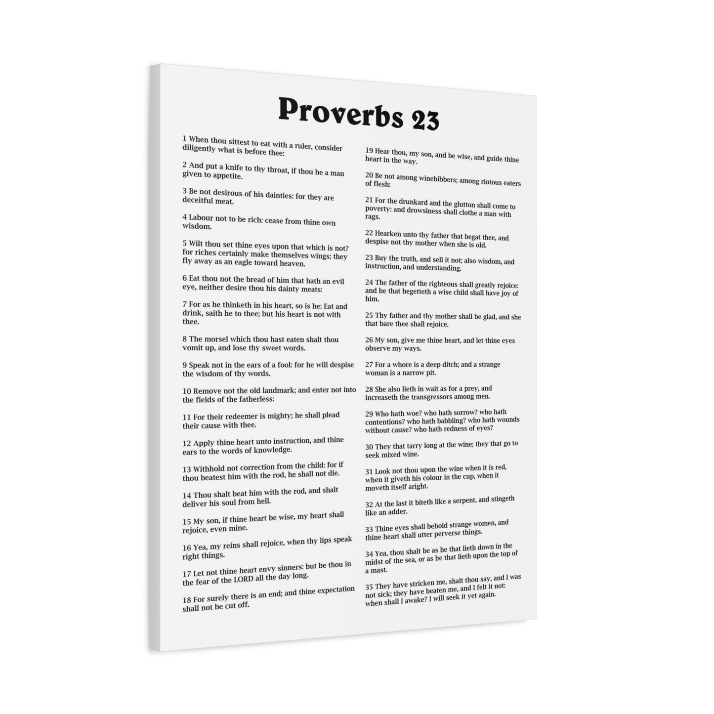 Scripture Walls Proverbs Chapter 23 White Bible Canvas Christian Wall Art Ready to Hang Unframed