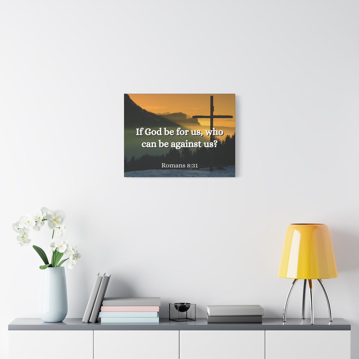Scripture Canvas Be For Us Romans 8:31 Christian Wall Art Bible Verse Print Ready to Hang