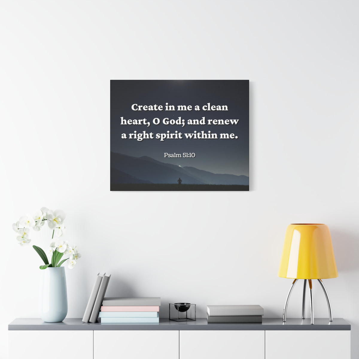 Scripture Canvas Right Spirit Psalm 51:10 Christian Wall Art Bible Verse Print Ready to Hang
