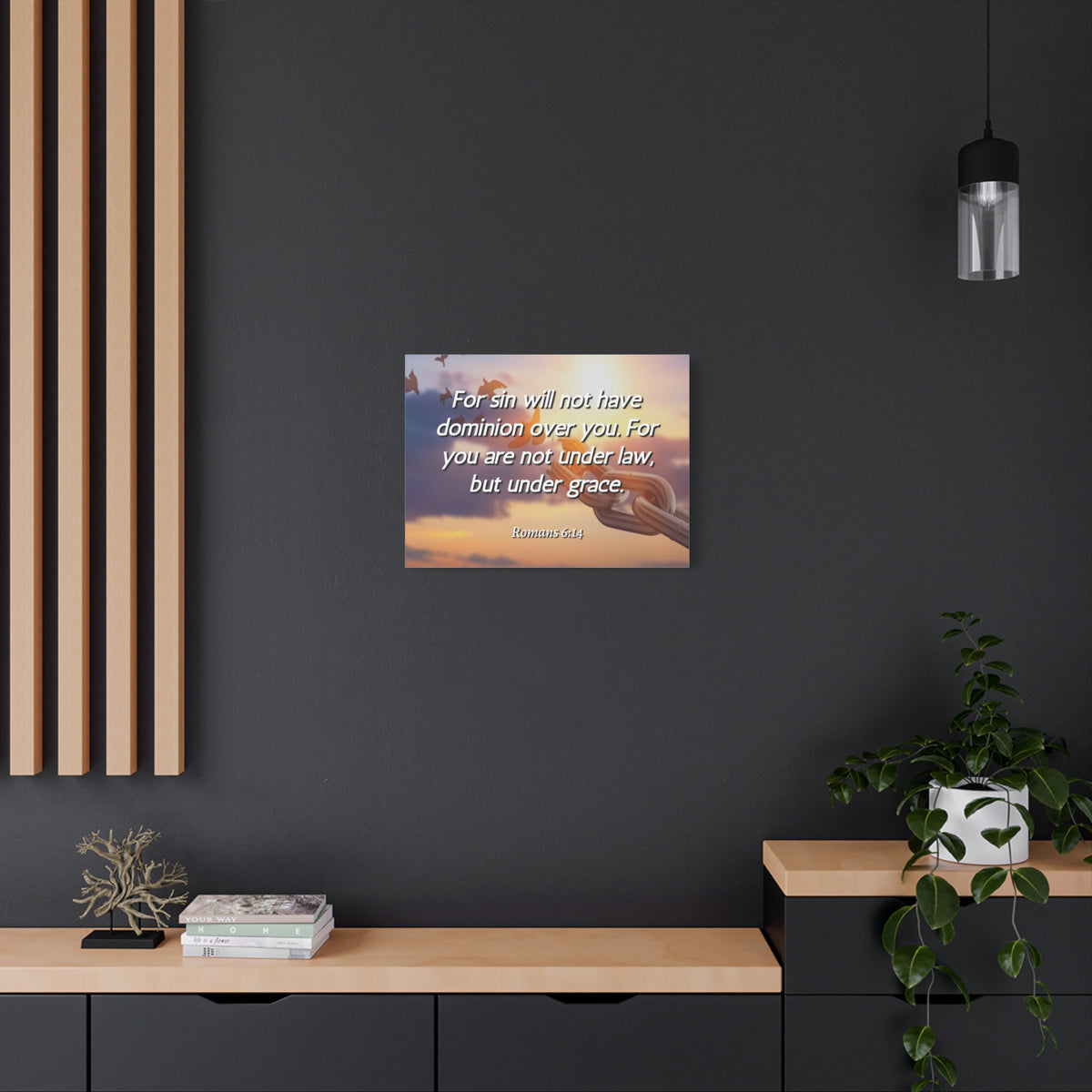 Scripture Canvas Grace Romans 6:14 Christian Wall Art Bible Verse Print Ready to Hang