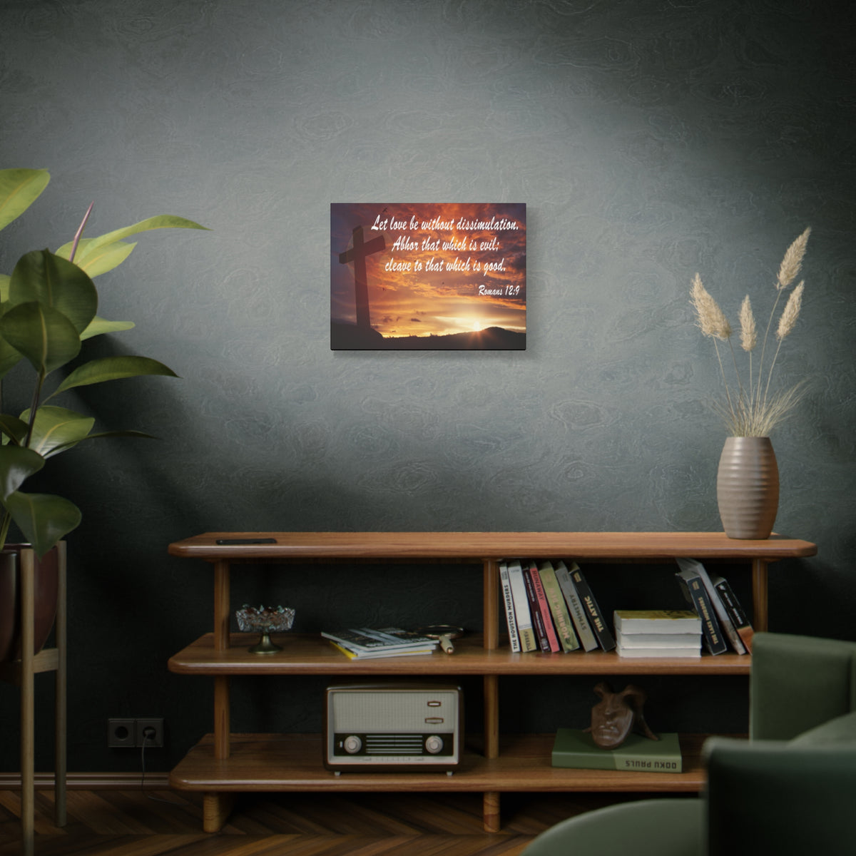 Scripture Canvas Love Without Dissimulation Romans 12:9 Christian Wall Art Bible Verse Print Ready to Hang